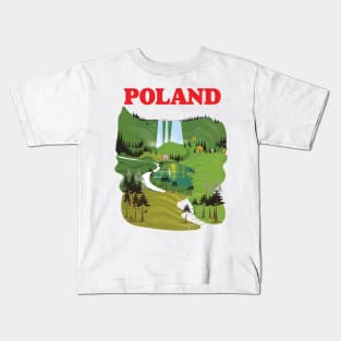 Poland landscape travel poster Kids T-Shirt